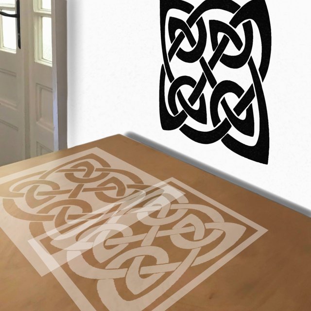 Celtic Knot Square stencil in 2 layers, simulated painting