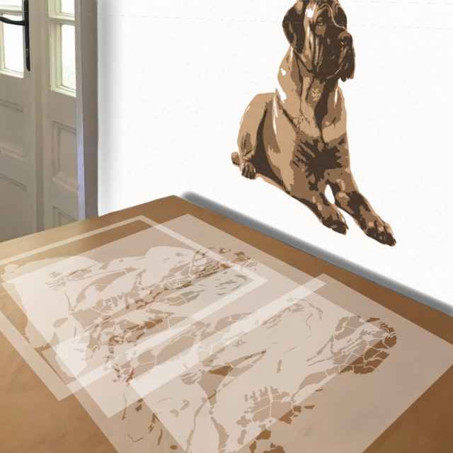 Mastiff stencil in 4 layers, simulated painting