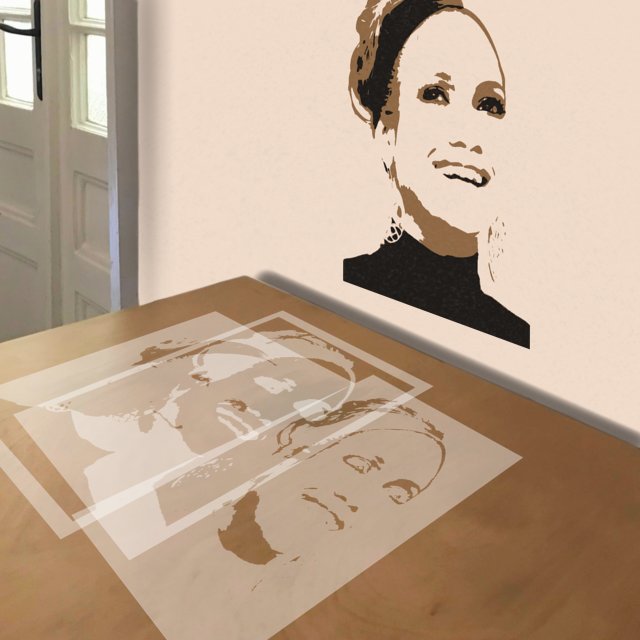 Jennifer Lopez stencil in 3 layers, simulated painting