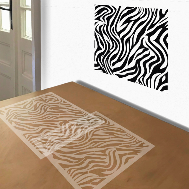 Zebra Pattern stencil in 2 layers, simulated painting