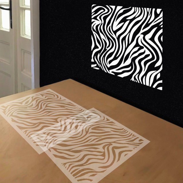 Zebra Pattern stencil in 2 layers, simulated painting