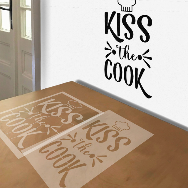 Kiss the Cook stencil in 2 layers, simulated painting