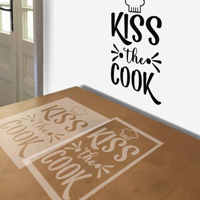 Kiss the Cook stencil in 2 layers, simulated painting