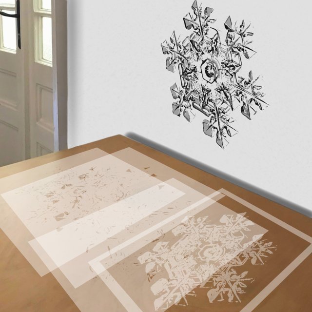 Snowflake 2 stencil in 4 layers, simulated painting