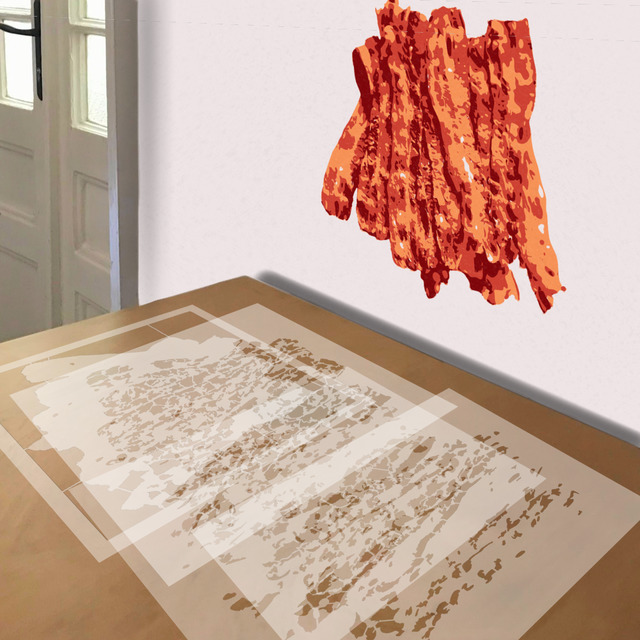 Bacon stencil in 4 layers, simulated painting