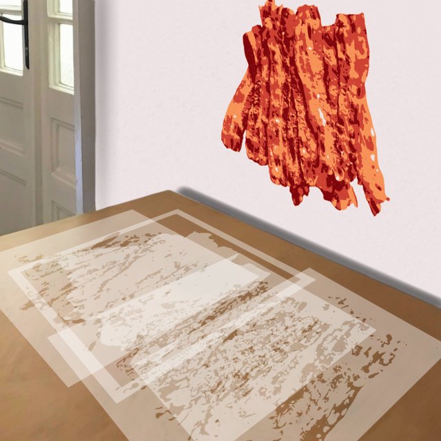 Bacon stencil in 4 layers, simulated painting