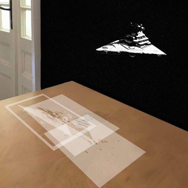 Imperial Cruiser stencil in 4 layers, simulated painting