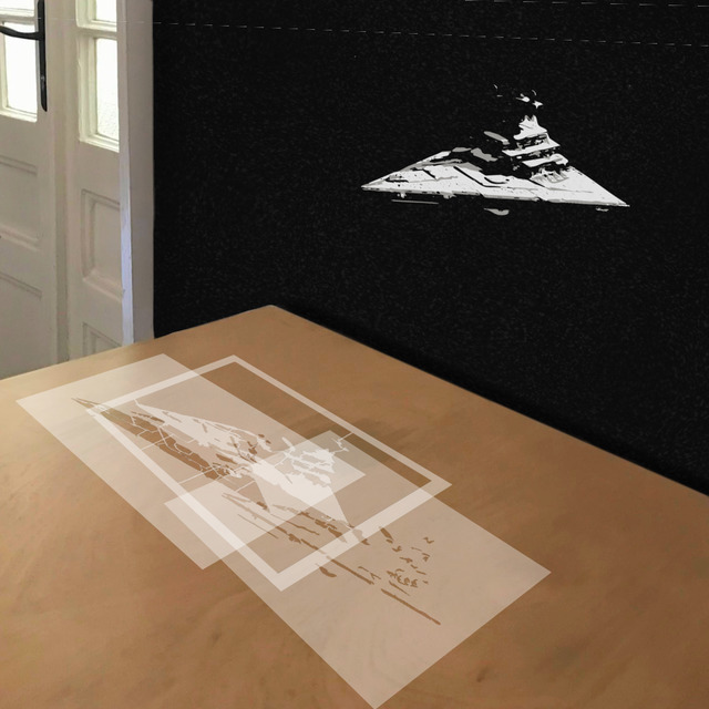 Simulated painting of stencil of Imperial Cruiser