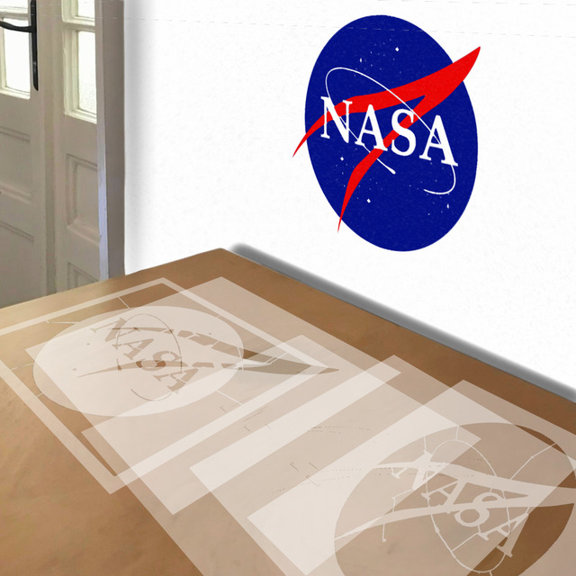 NASA stencil in 5 layers, simulated painting