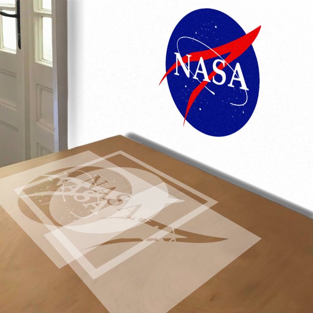 NASA stencil in 5 layers, simulated painting