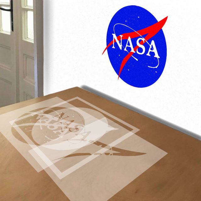 NASA stencil in 4 layers, simulated painting