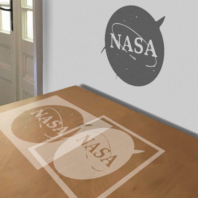 NASA stencil in 2 layers, simulated painting