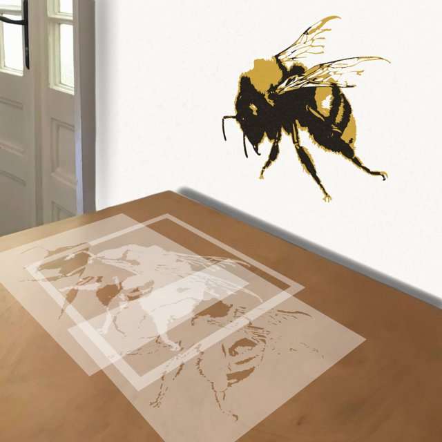 Bumblebee stencil in 3 layers, simulated painting