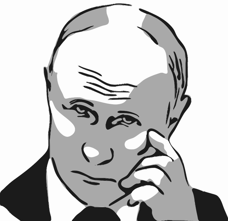 Stencil of Vladimir Putin Thinking