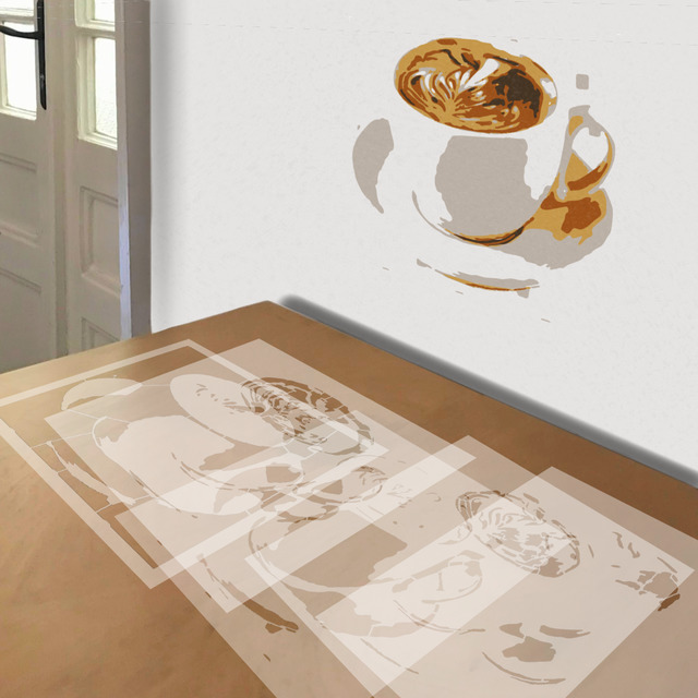 Cappuccino stencil in 5 layers, simulated painting