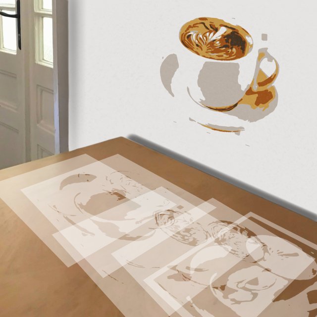 Cappuccino stencil in 5 layers, simulated painting