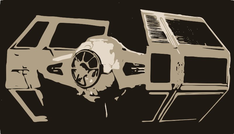 Stencil of TIE Fighter on Black