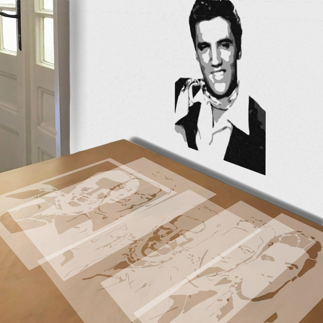 Elvis stencil in 5 layers, simulated painting