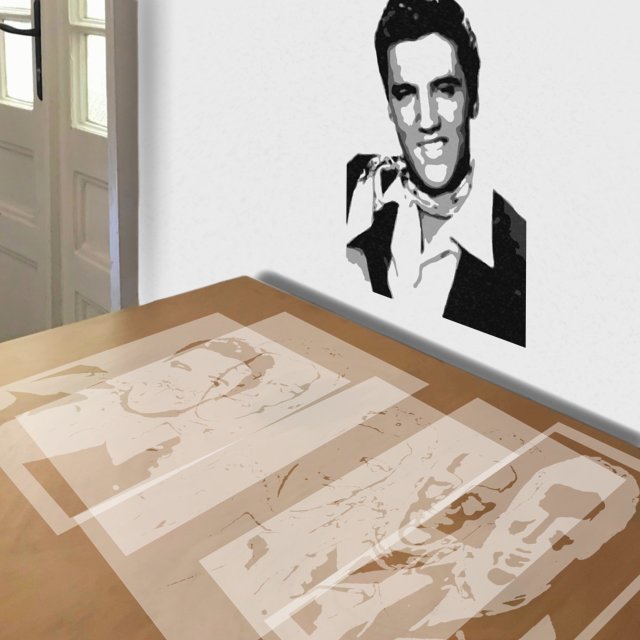 Elvis stencil in 5 layers, simulated painting