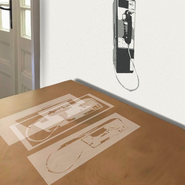 Pay Phone stencil in 3 layers, simulated painting