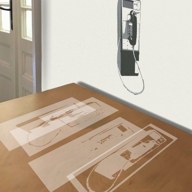 Pay Phone stencil in 4 layers, simulated painting