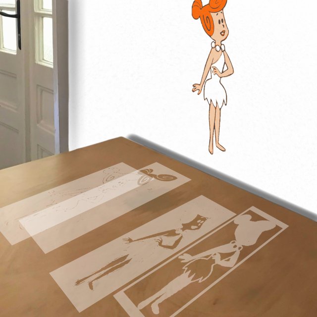 Wilma Flintstone stencil in 4 layers, simulated painting