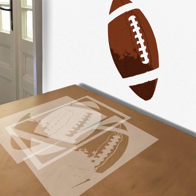 Football stencil in 3 layers, simulated painting