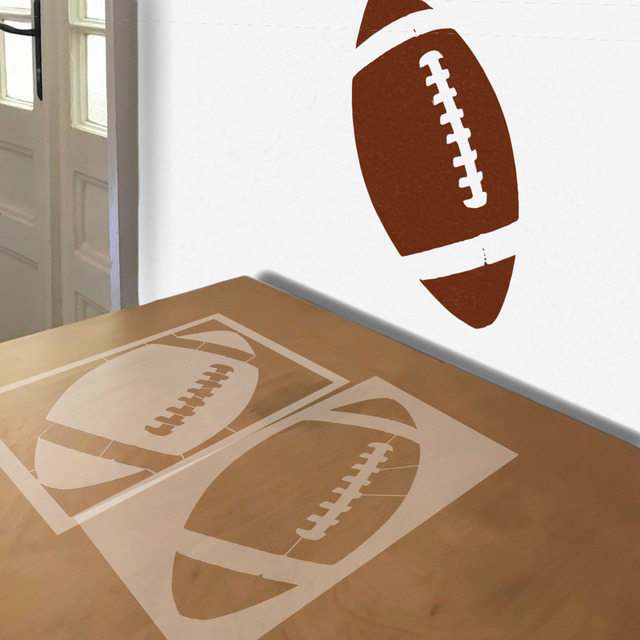 Football stencil in 2 layers, simulated painting