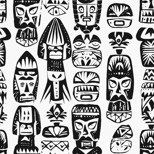 Stencil of Tiki Figures