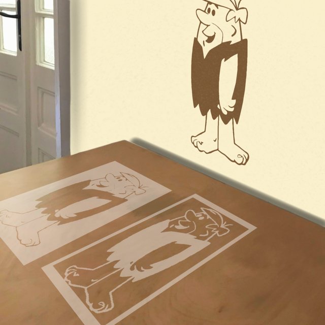Barney Rubble stencil in 2 layers, simulated painting