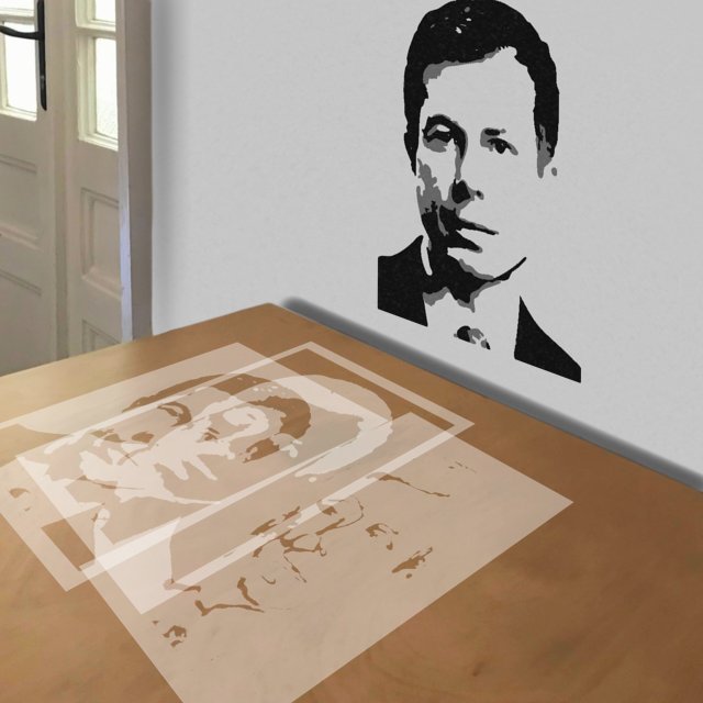 Pete Buttigieg stencil in 3 layers, simulated painting