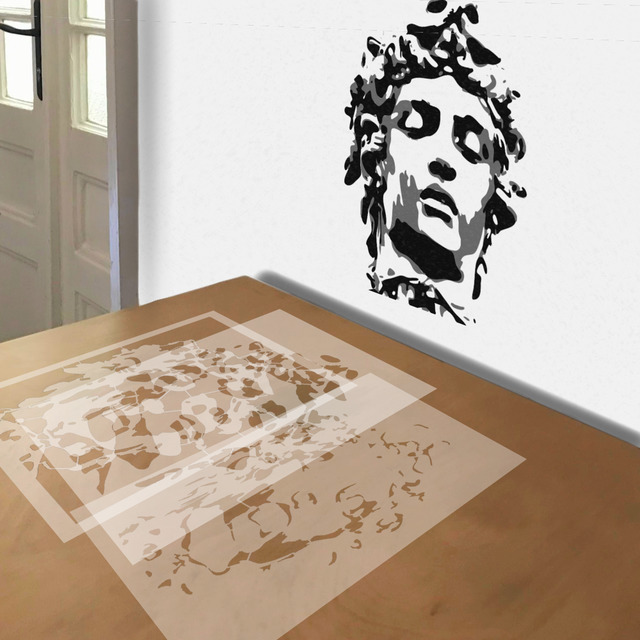 Simulated painting of stencil of Medusa