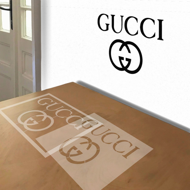 Gucci Mark and Logo stencil in 2 layers, simulated painting