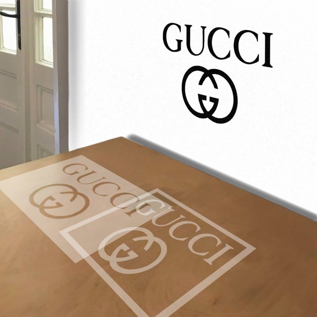 Gucci Mark and Logo stencil in 2 layers, simulated painting