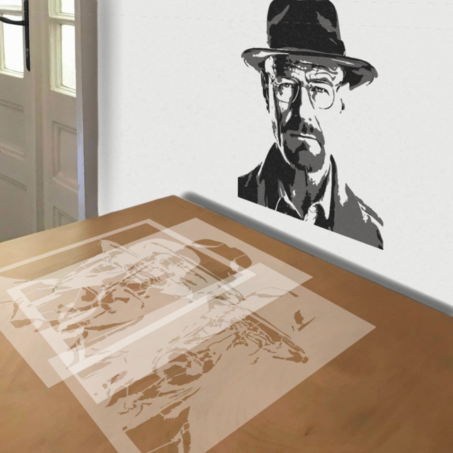 Heisenberg stencil in 3 layers, simulated painting