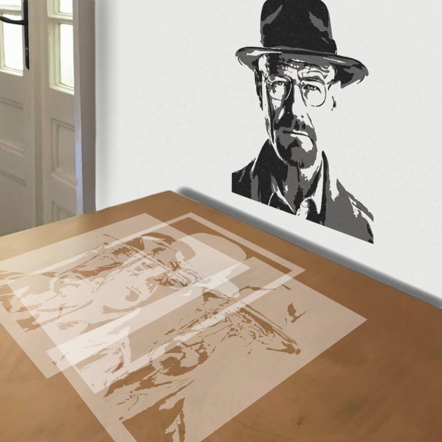 Heisenberg stencil in 3 layers, simulated painting