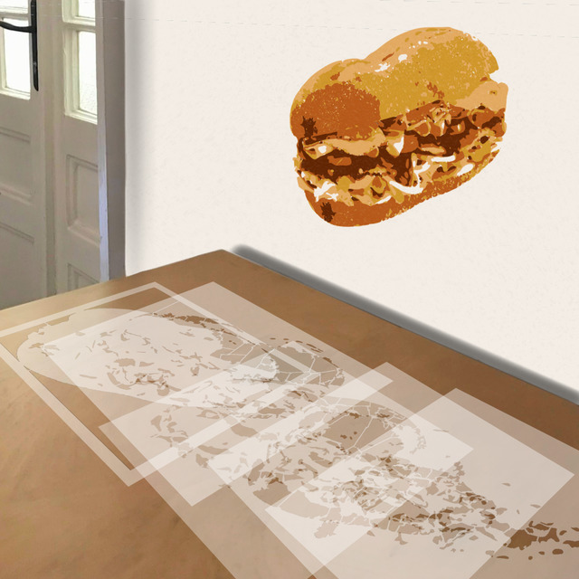 Simulated painting of stencil of Sandwich