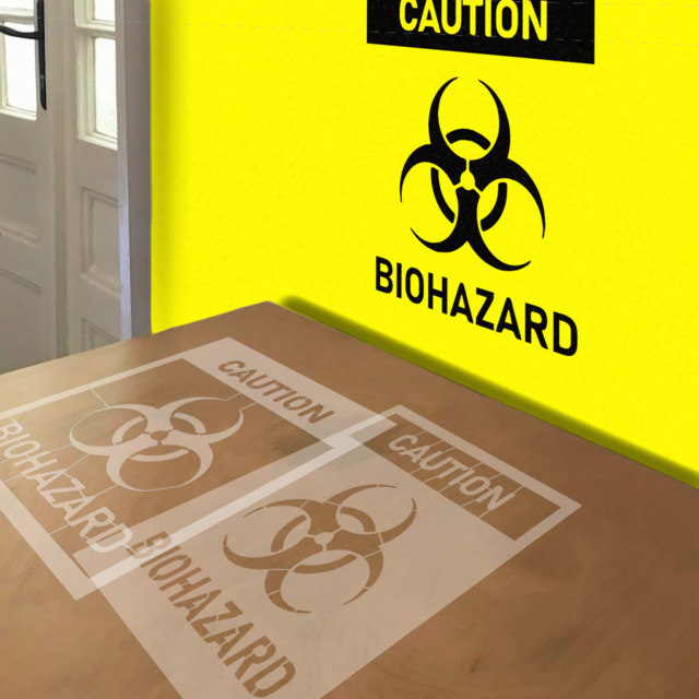 Biohazard stencil in 2 layers, simulated painting