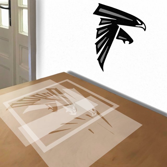 Atlanta Falcons stencil in 4 layers, simulated painting