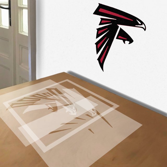 Atlanta Falcons stencil in 3 layers, simulated painting