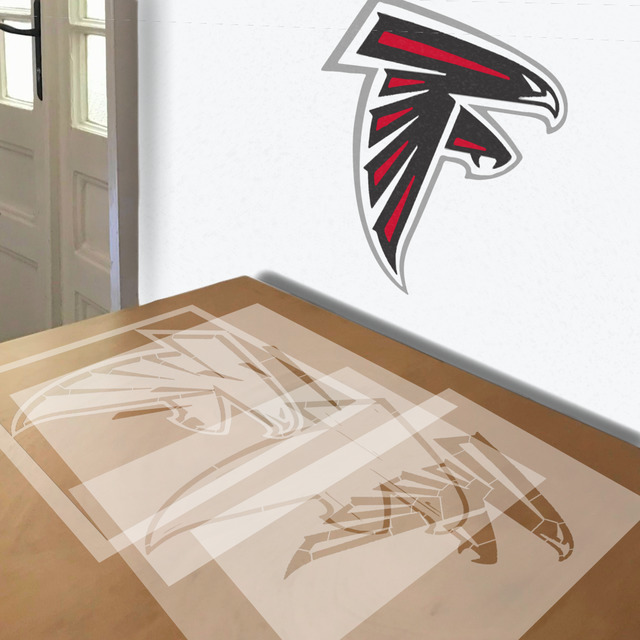 Atlanta Falcons stencil in 4 layers, simulated painting