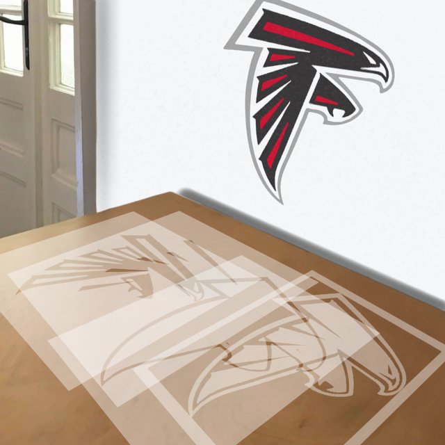 Atlanta Falcons stencil in 4 layers, simulated painting