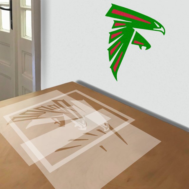 Atlanta Falcons stencil in 3 layers, simulated painting