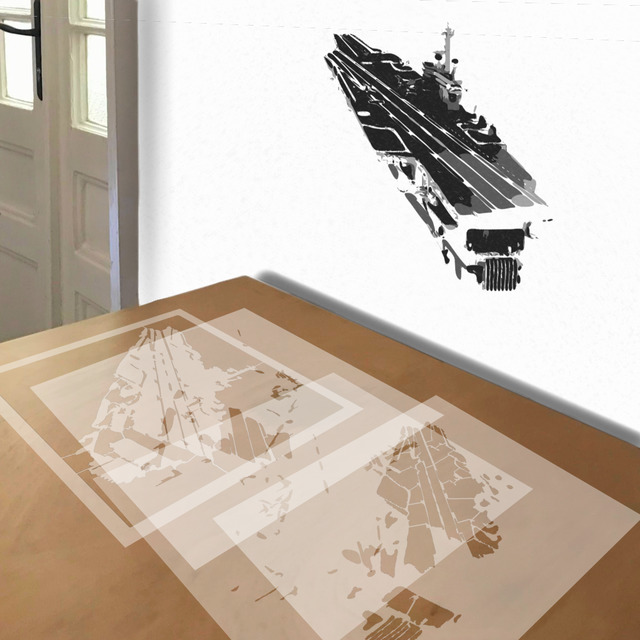 Simulated painting of stencil of Aircraft Carrier