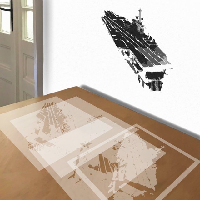 Aircraft Carrier stencil in 4 layers, simulated painting