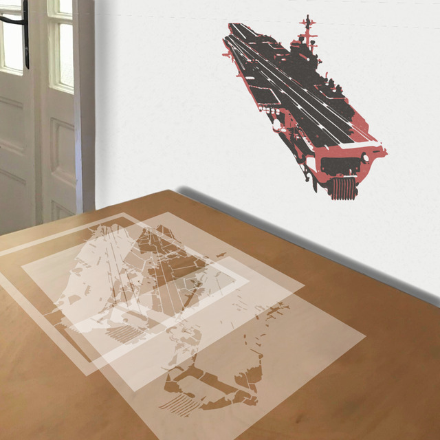 Aircraft Carrier stencil in 3 layers, simulated painting