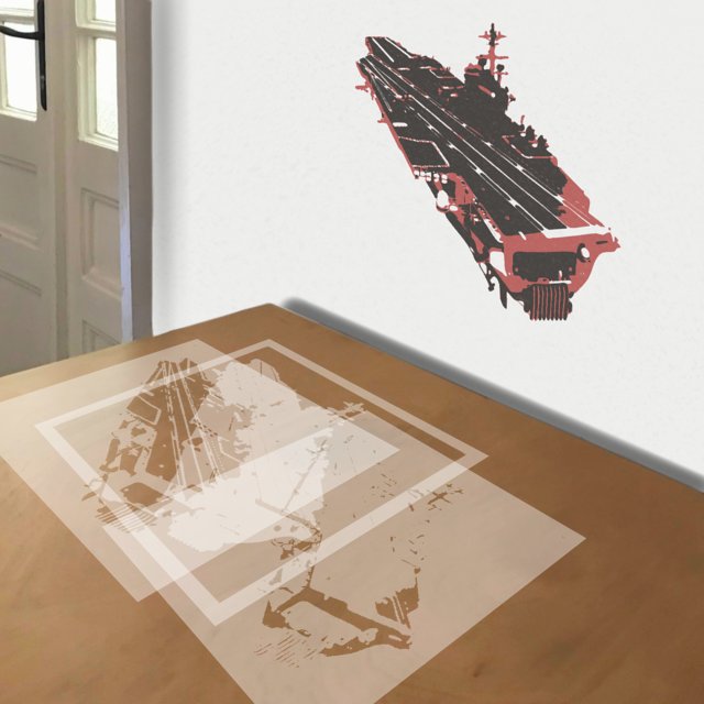 Aircraft Carrier stencil in 3 layers, simulated painting