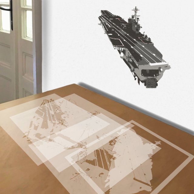 Aircraft Carrier stencil in 5 layers, simulated painting