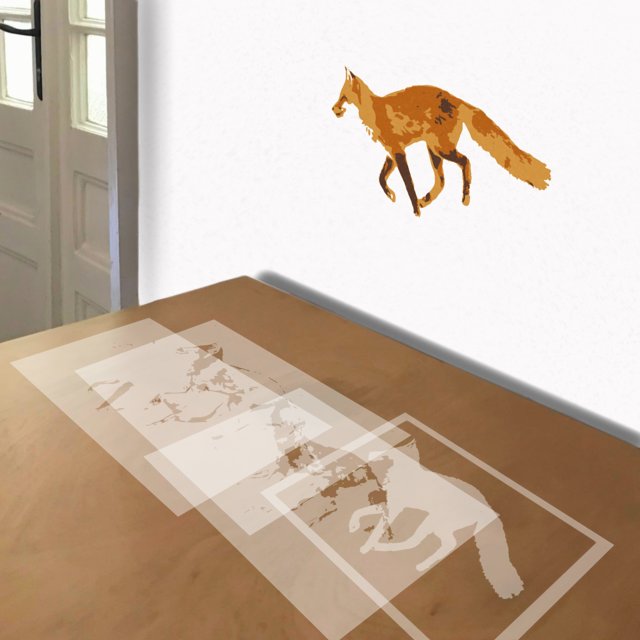 Fox stencil in 4 layers, simulated painting