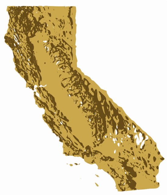 Stencil of California in Relief